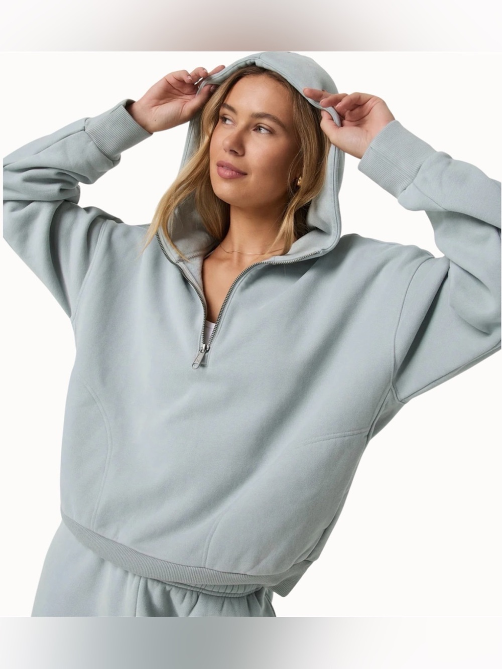 Vuori Restore Relaxed Half Zip Hoodie Sweatshirt in Heather Grey Sz Medium.
